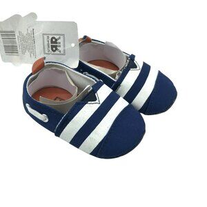 Romirus Baby Boys Slip On Sneakers Crib Shoes Soft Sole Canvas Navy Blue Size 2